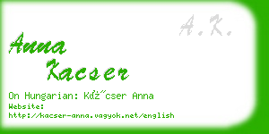 anna kacser business card